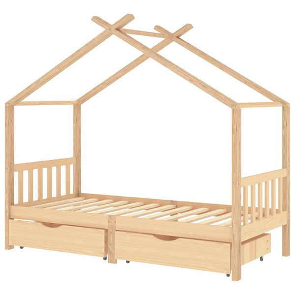 vidaXL Kids Bed with Drawers Solid Pine Wood 90x200 cm