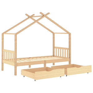 vidaXL Kids Bed with Drawers Solid Pine Wood 90x200 cm