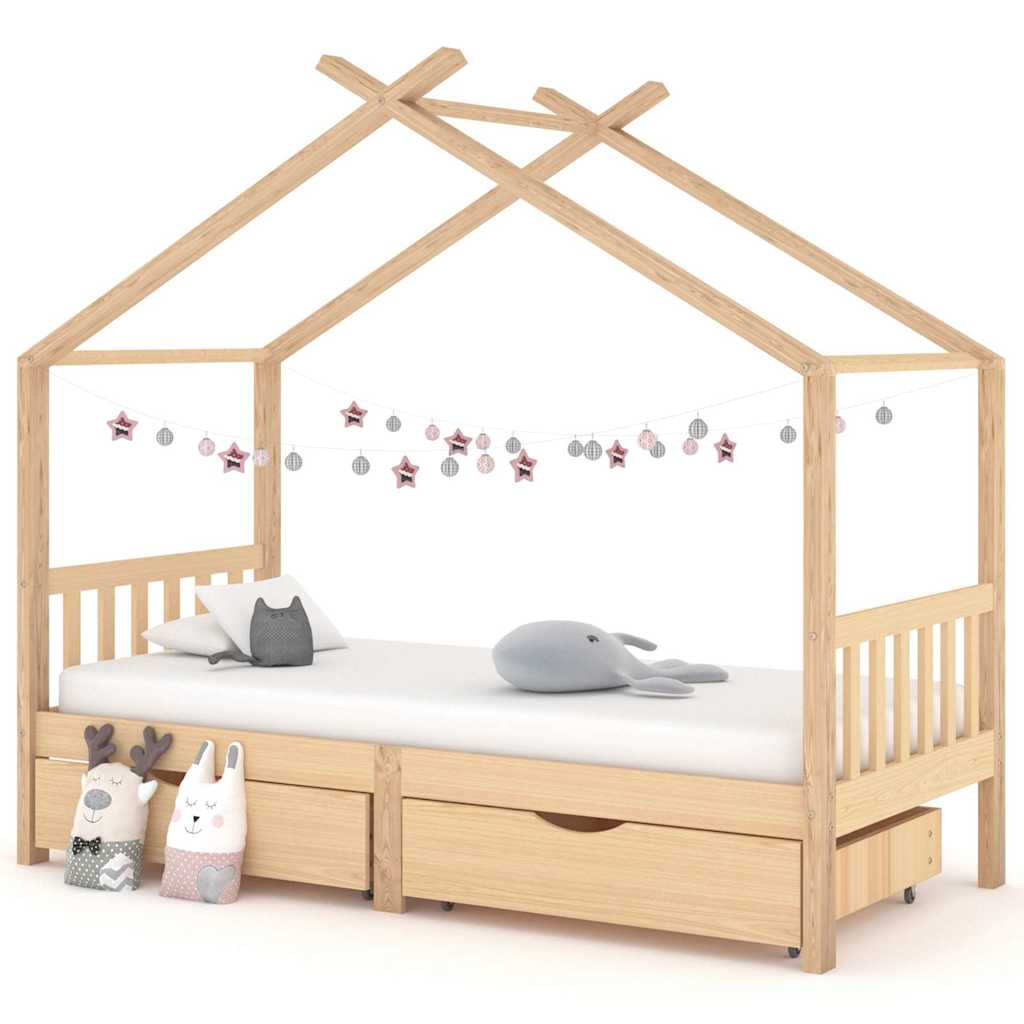 vidaXL Kids Bed with Drawers Solid Pine Wood 90x200 cm