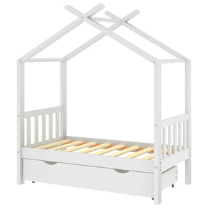 vidaXL Children's Bed with Drawer White Solid Pine Wood 70x140 cm