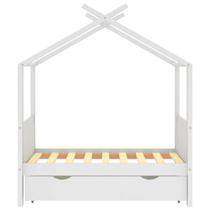vidaXL Children's Bed with Drawer White Solid Pine Wood 70x140 cm