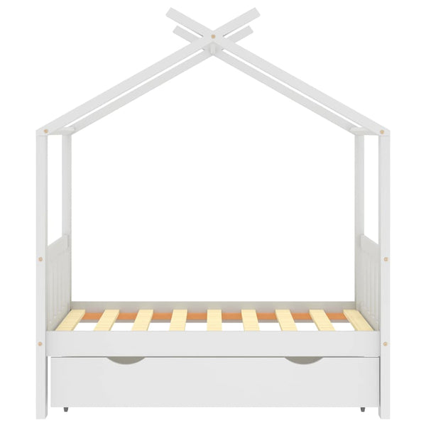 vidaXL Children's Bed with Drawer White Solid Pine Wood 70x140 cm