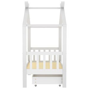 vidaXL Children's Bed with Drawer White Solid Pine Wood 70x140 cm