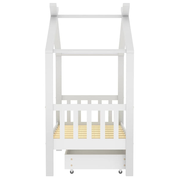 vidaXL Children's Bed with Drawer White Solid Pine Wood 70x140 cm