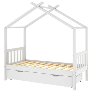 vidaXL Children's Bed with Drawer White Solid Pine Wood 80x160 cm