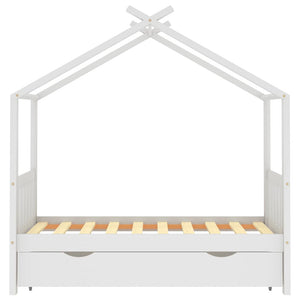 vidaXL Children's Bed with Drawer White Solid Pine Wood 80x160 cm