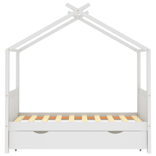 vidaXL Children's Bed with Drawer White Solid Pine Wood 80x160 cm