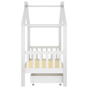 vidaXL Children's Bed with Drawer White Solid Pine Wood 80x160 cm