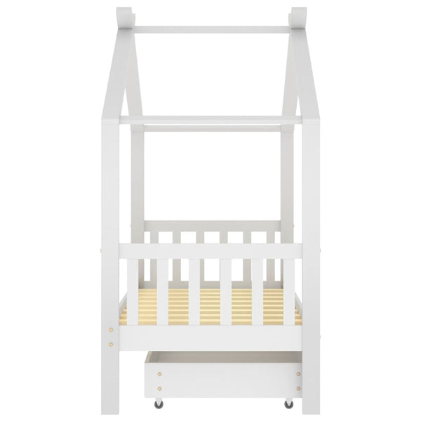 vidaXL Children's Bed with Drawer White Solid Pine Wood 80x160 cm