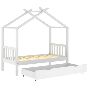 vidaXL Children's Bed with Drawer White Solid Pine Wood 80x160 cm