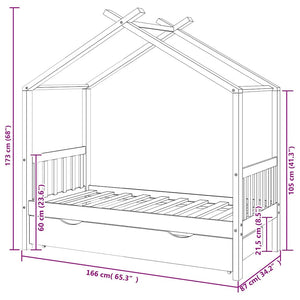 vidaXL Children's Bed with Drawer White Solid Pine Wood 80x160 cm