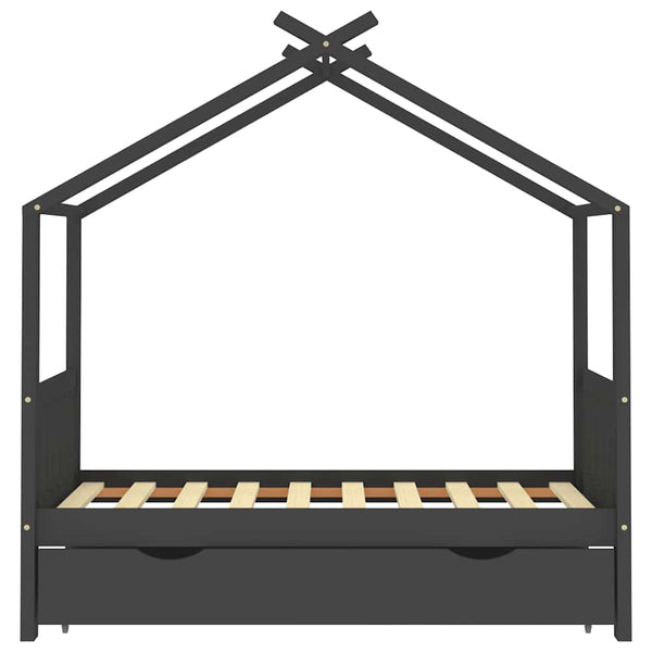 vidaXL Children's Bed with Drawer Dark Grey Solid Pine Wood 80x160 cm