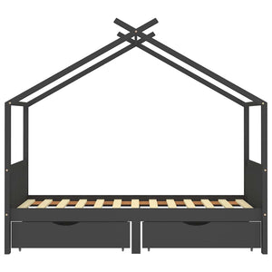 vidaXL Kids Bed with Drawers Dark Grey Solid Pine Wood 90x200cm