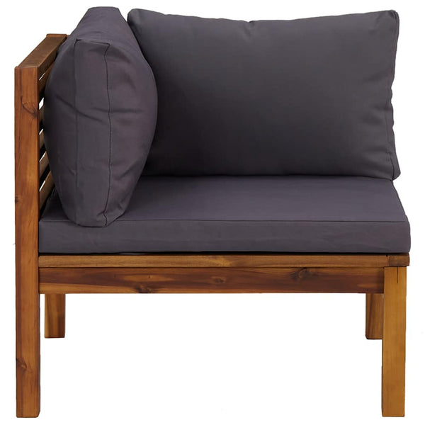 vidaXL Corner Sofas 2 pcs. with Dark Grey Cushions Solid Teak Wood