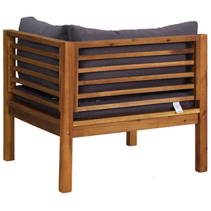vidaXL Corner Sofas 2 pcs. with Dark Grey Cushions Solid Teak Wood