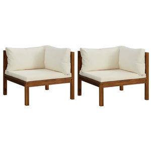vidaXL Corner Sofas 2 pcs. with Cream White Cushions Solid Acacia Wood
