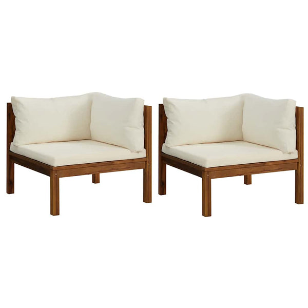 vidaXL Corner Sofas 2 pcs. with Cream White Cushions Solid Acacia Wood
