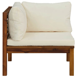 vidaXL Corner Sofas 2 pcs. with Cream White Cushions Solid Acacia Wood