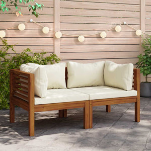 vidaXL Corner Sofas 2 pcs. with Cream White Cushions Solid Acacia Wood