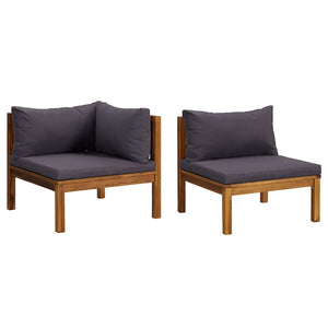 vidaXL 2-Piece Sofa Set with Dark Grey Cushions Solid Acacia Wood