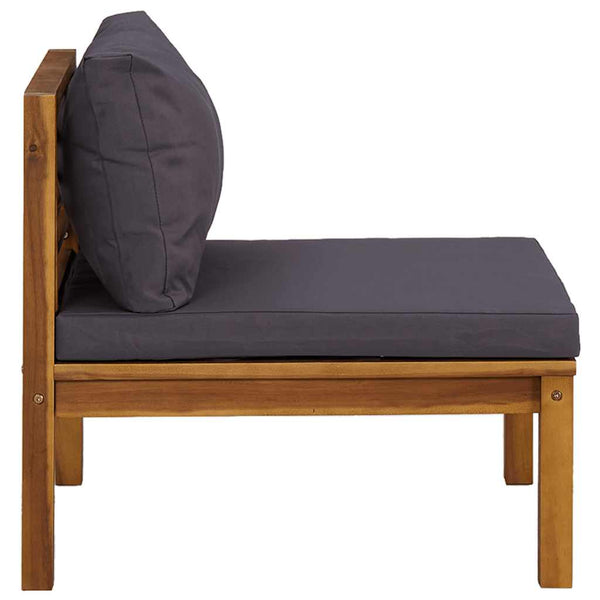vidaXL 2-Piece Sofa Set with Dark Grey Cushions Solid Acacia Wood