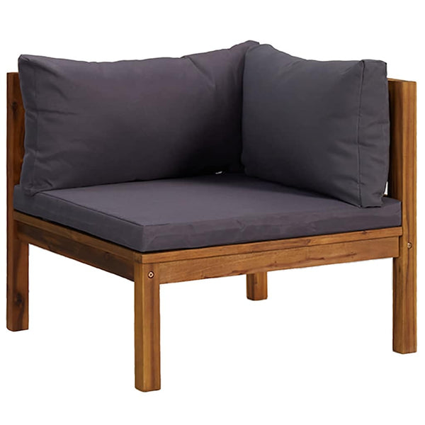 vidaXL 2-Piece Sofa Set with Dark Grey Cushions Solid Acacia Wood