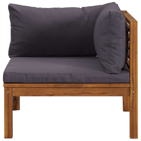 vidaXL 2-Piece Sofa Set with Dark Grey Cushions Solid Acacia Wood