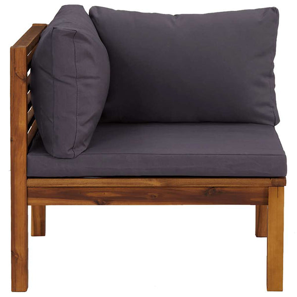 vidaXL 2-Piece Sofa Set with Dark Grey Cushions Solid Acacia Wood