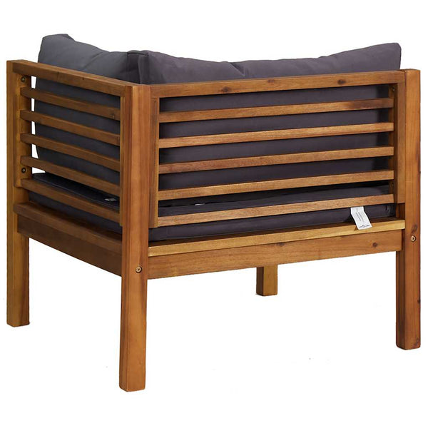 vidaXL 2-Piece Sofa Set with Dark Grey Cushions Solid Acacia Wood