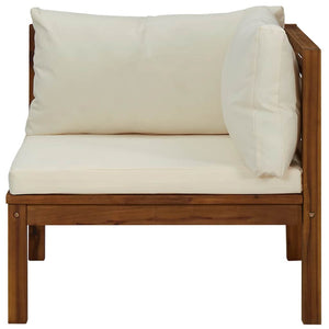 vidaXL 2-Piece Sofa Set with Cream White Cushions Solid Acacia Wood
