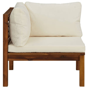vidaXL 2-Piece Sofa Set with Cream White Cushions Solid Acacia Wood