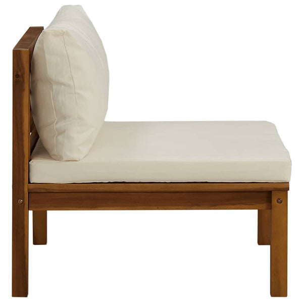 vidaXL 2-Piece Sofa Set with Cream White Cushions Solid Acacia Wood