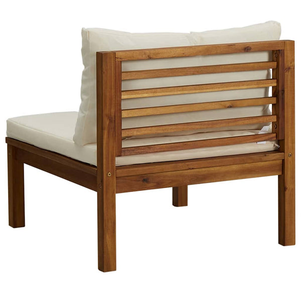 vidaXL 2-Piece Sofa Set with Cream White Cushions Solid Acacia Wood