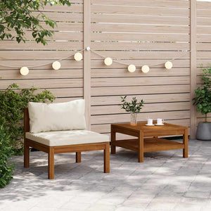vidaXL 2-Piece Garden Sofa Set with Cream White Cushions Acacia Wood