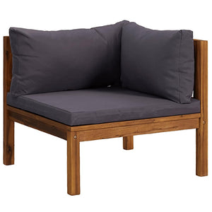 vidaXL Modular Corner Sofa with Dark Grey Cushions Solid Acacia Wood