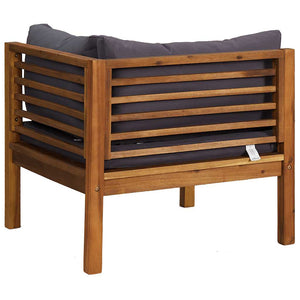 vidaXL Modular Corner Sofa with Dark Grey Cushions Solid Acacia Wood