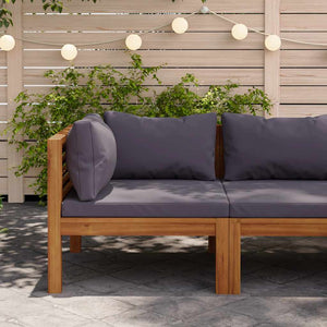 vidaXL Modular Corner Sofa with Dark Grey Cushions Solid Acacia Wood
