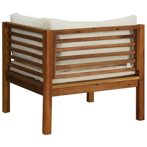 vidaXL Modular Corner Sofa with Cream White Cushions Acacia Wood