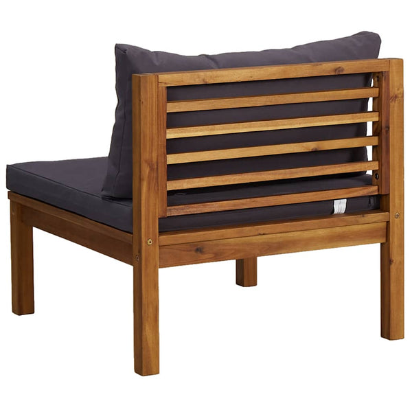 vidaXL Modular Center Sofa with Dark Gray Cushions Solid Acacia Wood