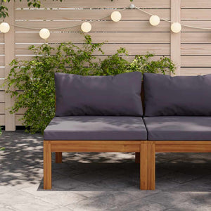 vidaXL Modular Center Sofa with Dark Gray Cushions Solid Acacia Wood