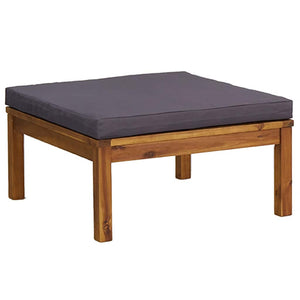 vidaXL Footstool with Dark Grey Cushion Solid Acacia Wood