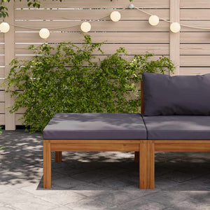 vidaXL Footstool with Dark Grey Cushion Solid Acacia Wood