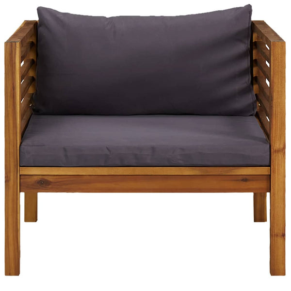 vidaXL Garden Chair with Dark Grey Cushions Solid Acacia Wood