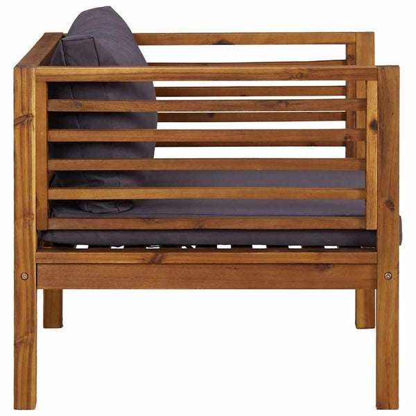 vidaXL Garden Chair with Dark Grey Cushions Solid Acacia Wood