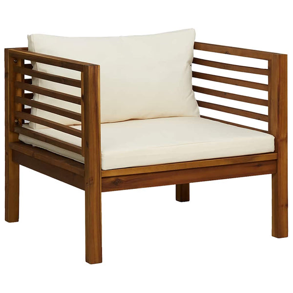 vidaXL Garden Chair with Cream White Cushions Solid Acacia Wood