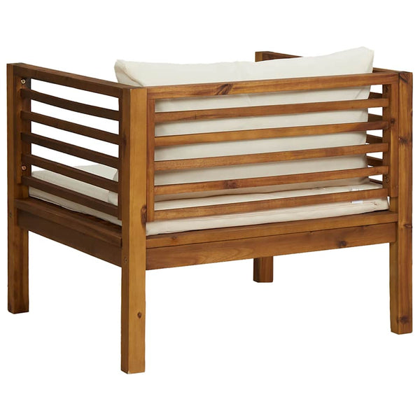vidaXL Garden Chair with Cream White Cushions Solid Acacia Wood