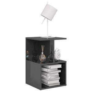 vidaXL Nightstand High Gloss Grey 35x35x55 cm Engineered Wood
