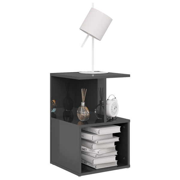 vidaXL Nightstand High Gloss Grey 35x35x55 cm Engineered Wood