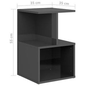 vidaXL Nightstand High Gloss Grey 35x35x55 cm Engineered Wood