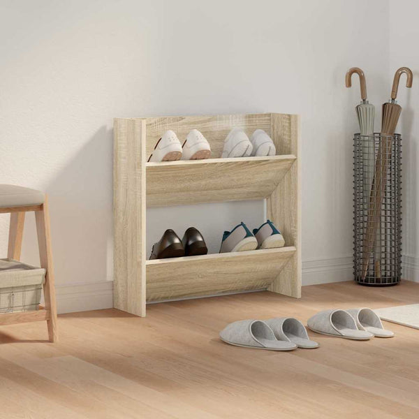 vidaXL Wall-Mounted Shoe Cabinet Sonoma Oak 60x18x60 cm Engineered Wood